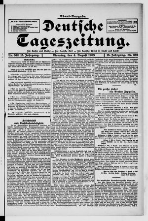 Deutsche Tageszeitung vom 04.08.1908