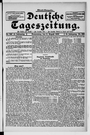 Deutsche Tageszeitung on Aug 6, 1908