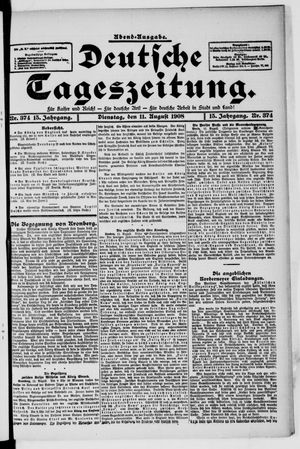 Deutsche Tageszeitung on Aug 11, 1908