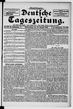 Deutsche Tageszeitung on Aug 13, 1908