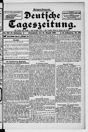 Deutsche Tageszeitung on Aug 15, 1908