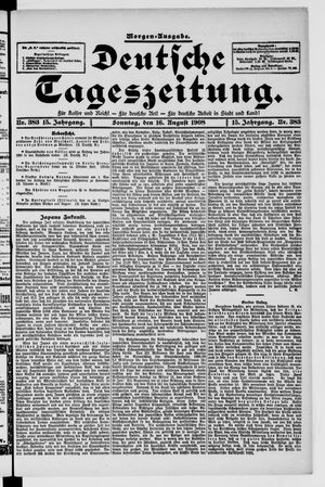 Deutsche Tageszeitung vom 16.08.1908