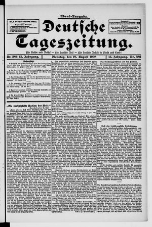 Deutsche Tageszeitung on Aug 18, 1908