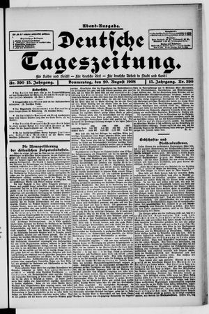 Deutsche Tageszeitung vom 20.08.1908