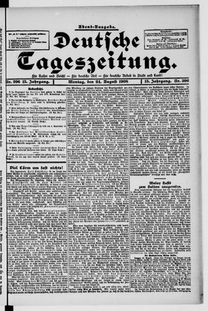 Deutsche Tageszeitung vom 24.08.1908