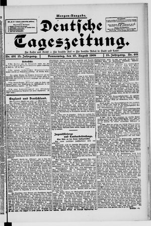 Deutsche Tageszeitung on Aug 27, 1908
