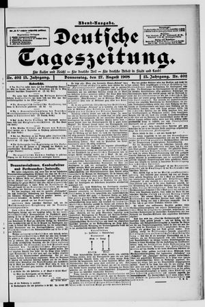 Deutsche Tageszeitung on Aug 27, 1908