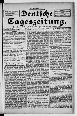 Deutsche Tageszeitung on Sep 14, 1908