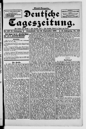 Deutsche Tageszeitung vom 19.09.1908