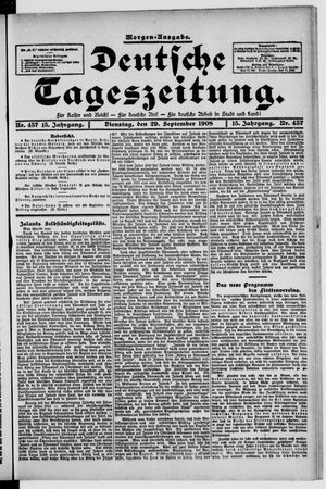 Deutsche Tageszeitung on Sep 29, 1908
