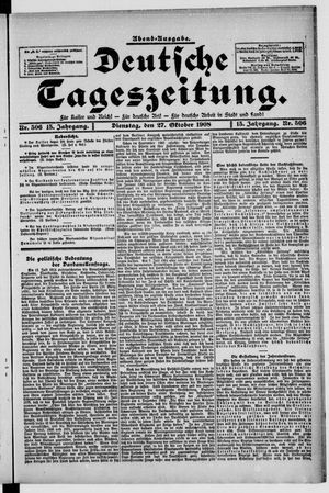 Deutsche Tageszeitung vom 27.10.1908