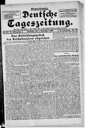 Deutsche Tageszeitung on Nov 1, 1908