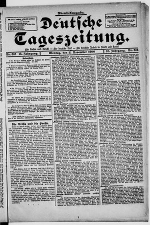 Deutsche Tageszeitung vom 02.11.1908