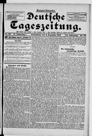 Deutsche Tageszeitung on Dec 5, 1908