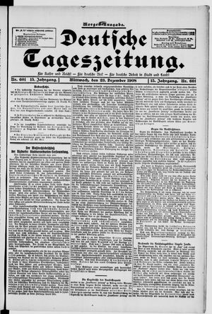 Deutsche Tageszeitung on Dec 23, 1908