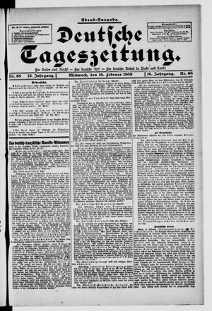 Deutsche Tageszeitung on Feb 10, 1909