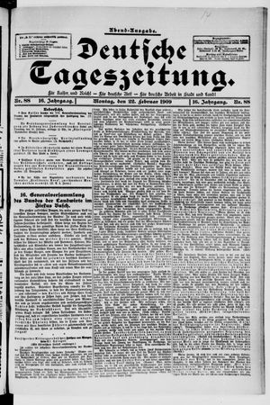 Deutsche Tageszeitung vom 22.02.1909