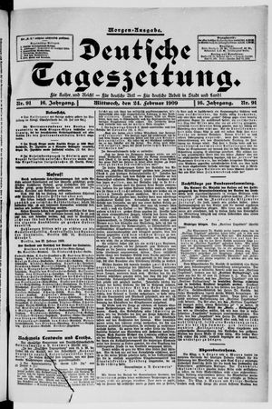 Deutsche Tageszeitung vom 24.02.1909
