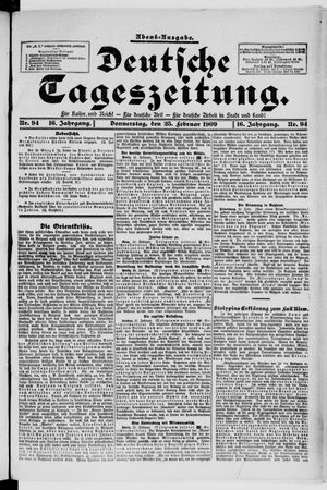 Deutsche Tageszeitung on Feb 25, 1909