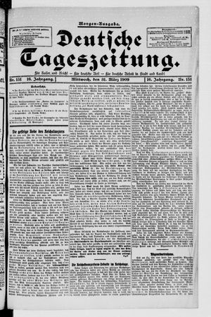 Deutsche Tageszeitung vom 31.03.1909