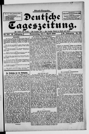 Deutsche Tageszeitung on Apr 1, 1909