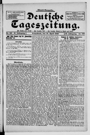 Deutsche Tageszeitung vom 10.04.1909