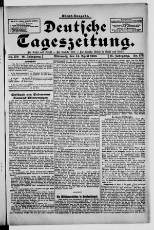 Deutsche Tageszeitung on Apr 14, 1909