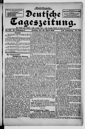 Deutsche Tageszeitung vom 23.04.1909