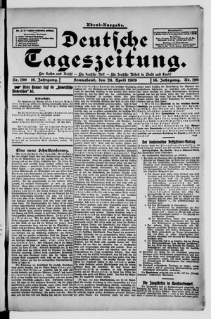 Deutsche Tageszeitung on Apr 24, 1909