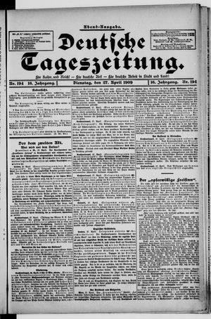 Deutsche Tageszeitung vom 27.04.1909