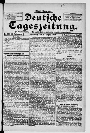 Deutsche Tageszeitung on Aug 4, 1909