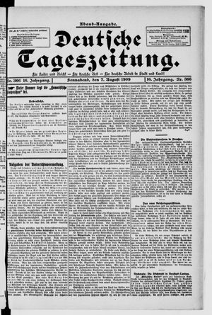 Deutsche Tageszeitung on Aug 7, 1909