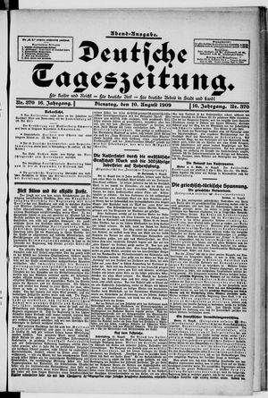 Deutsche Tageszeitung on Aug 10, 1909