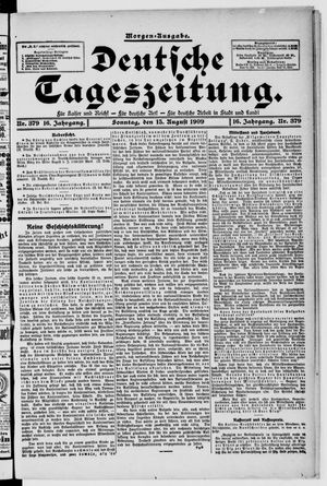 Deutsche Tageszeitung on Aug 15, 1909