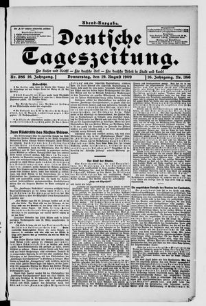 Deutsche Tageszeitung on Aug 19, 1909