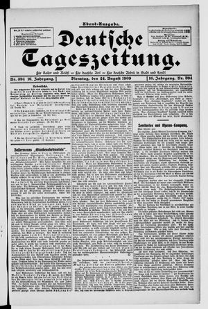 Deutsche Tageszeitung vom 24.08.1909