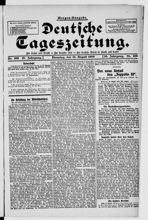 Deutsche Tageszeitung vom 31.08.1909