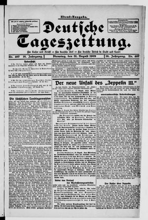 Deutsche Tageszeitung vom 31.08.1909