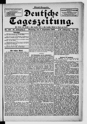 Deutsche Tageszeitung on Sep 7, 1909