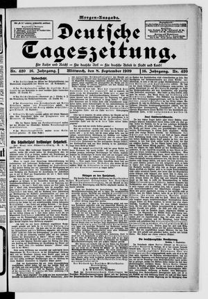 Deutsche Tageszeitung vom 08.09.1909
