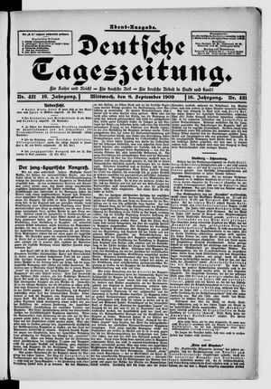 Deutsche Tageszeitung vom 08.09.1909