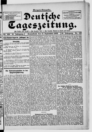 Deutsche Tageszeitung on Sep 11, 1909