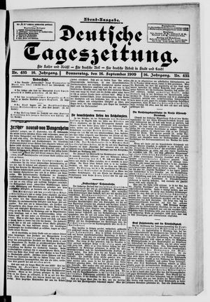Deutsche Tageszeitung on Sep 16, 1909