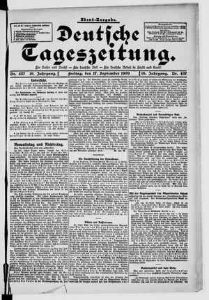 Deutsche Tageszeitung on Sep 17, 1909