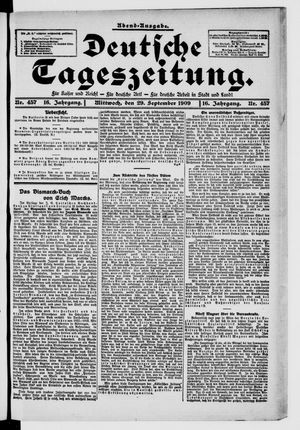 Deutsche Tageszeitung vom 29.09.1909