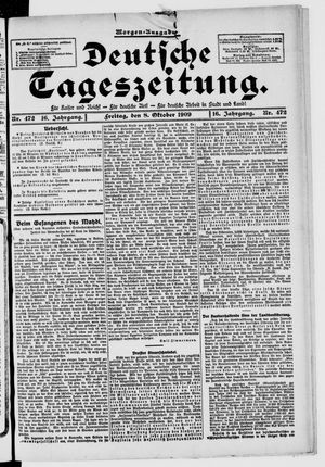 Deutsche Tageszeitung on Oct 8, 1909