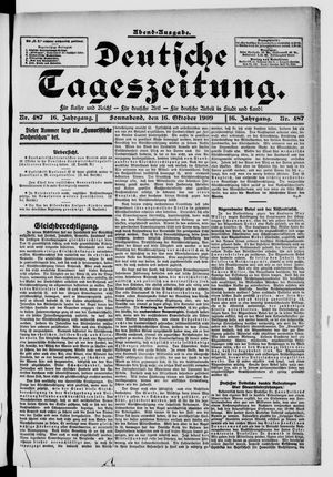 Deutsche Tageszeitung on Oct 16, 1909