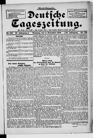 Deutsche Tageszeitung on Nov 2, 1909