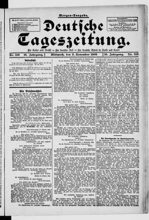 Deutsche Tageszeitung on Nov 3, 1909