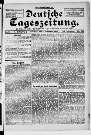 Deutsche Tageszeitung vom 07.11.1909